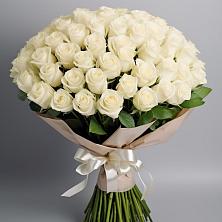 Букет 101 беля роза Белоснежка в Ракитном