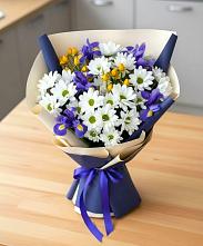 Букет цветов из:  Розы, Ирисы и Хризантемы в Ракитном